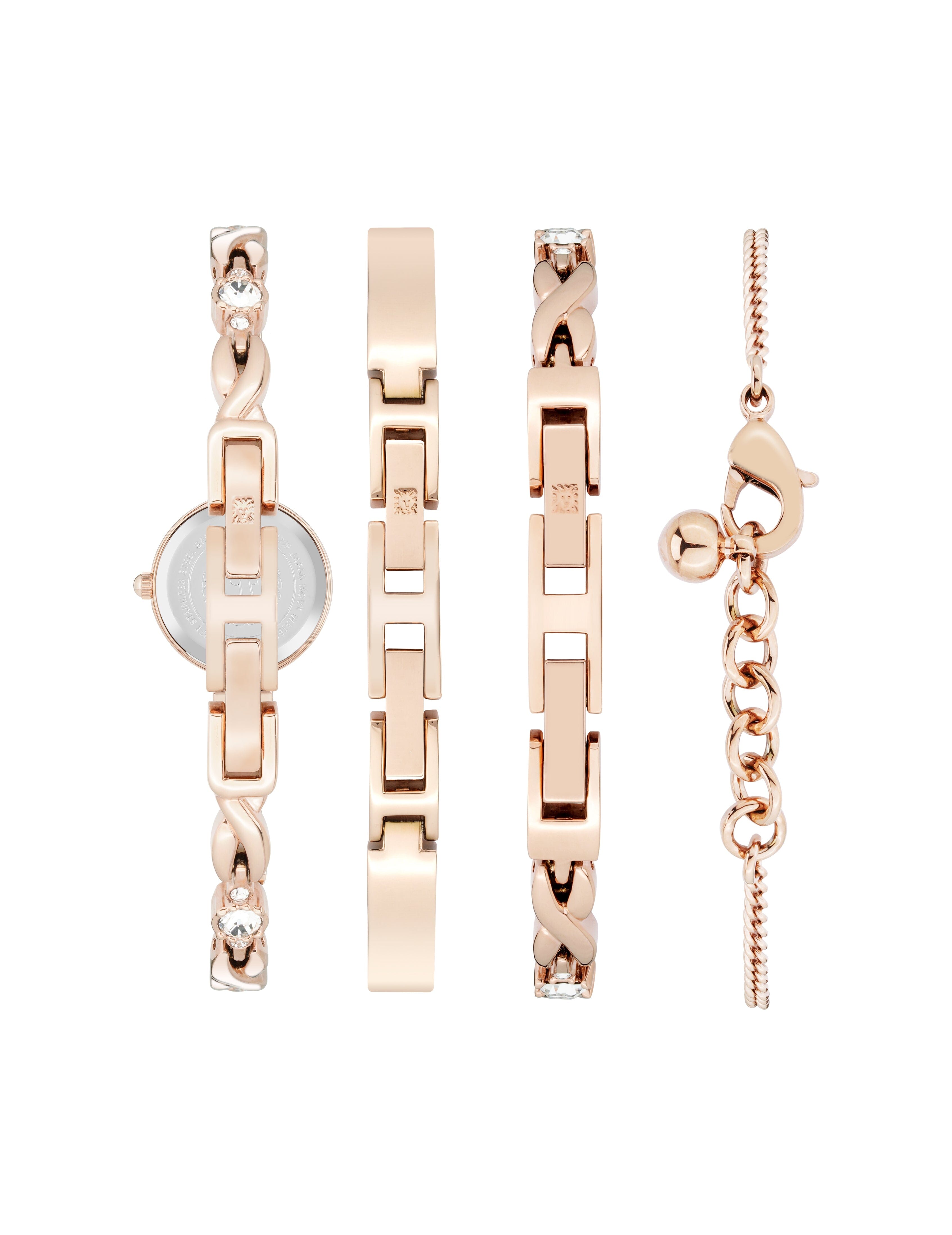Crystal Accented Watch and Bracelet Set