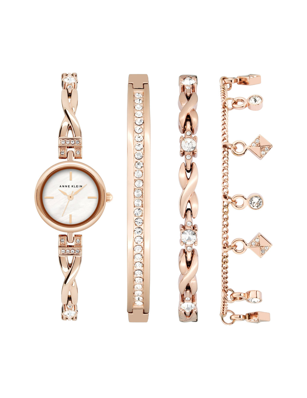 Crystal Accented Watch and Bracelet Set