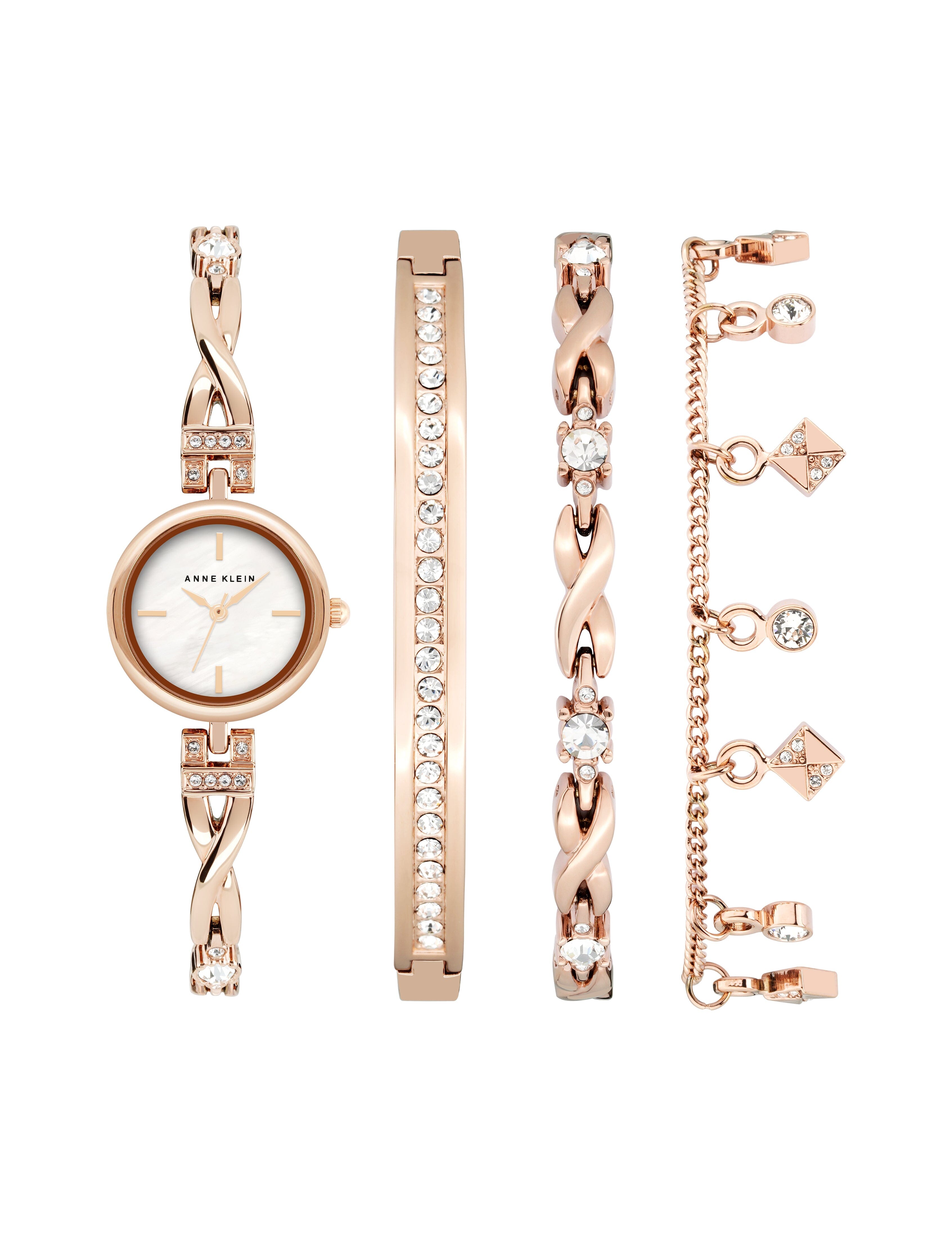 Crystal Accented Watch and Bracelet Set