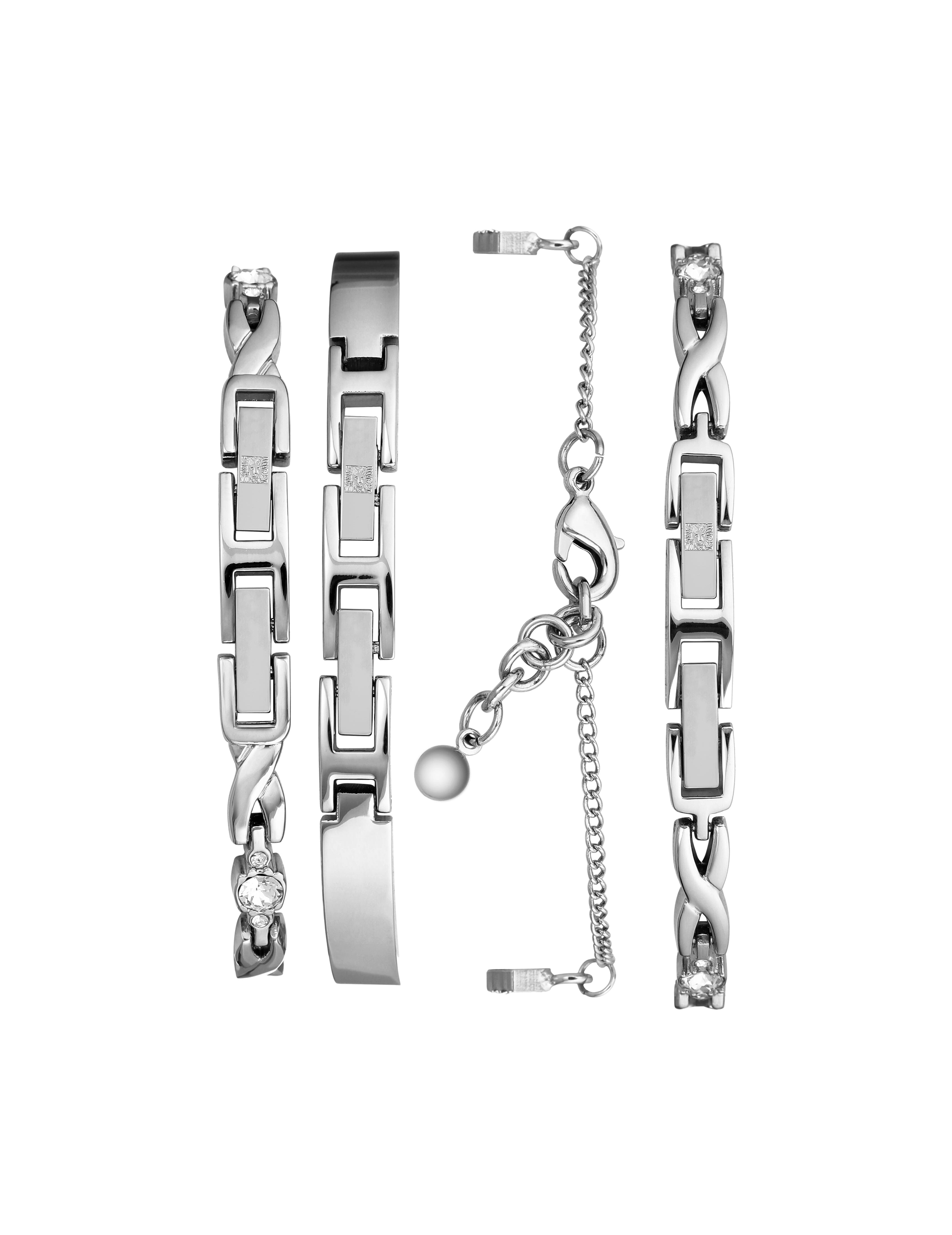 Crystal Accented Watch and Bracelet Set
