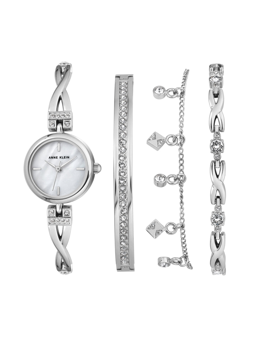 Crystal Accented Watch and Bracelet Set