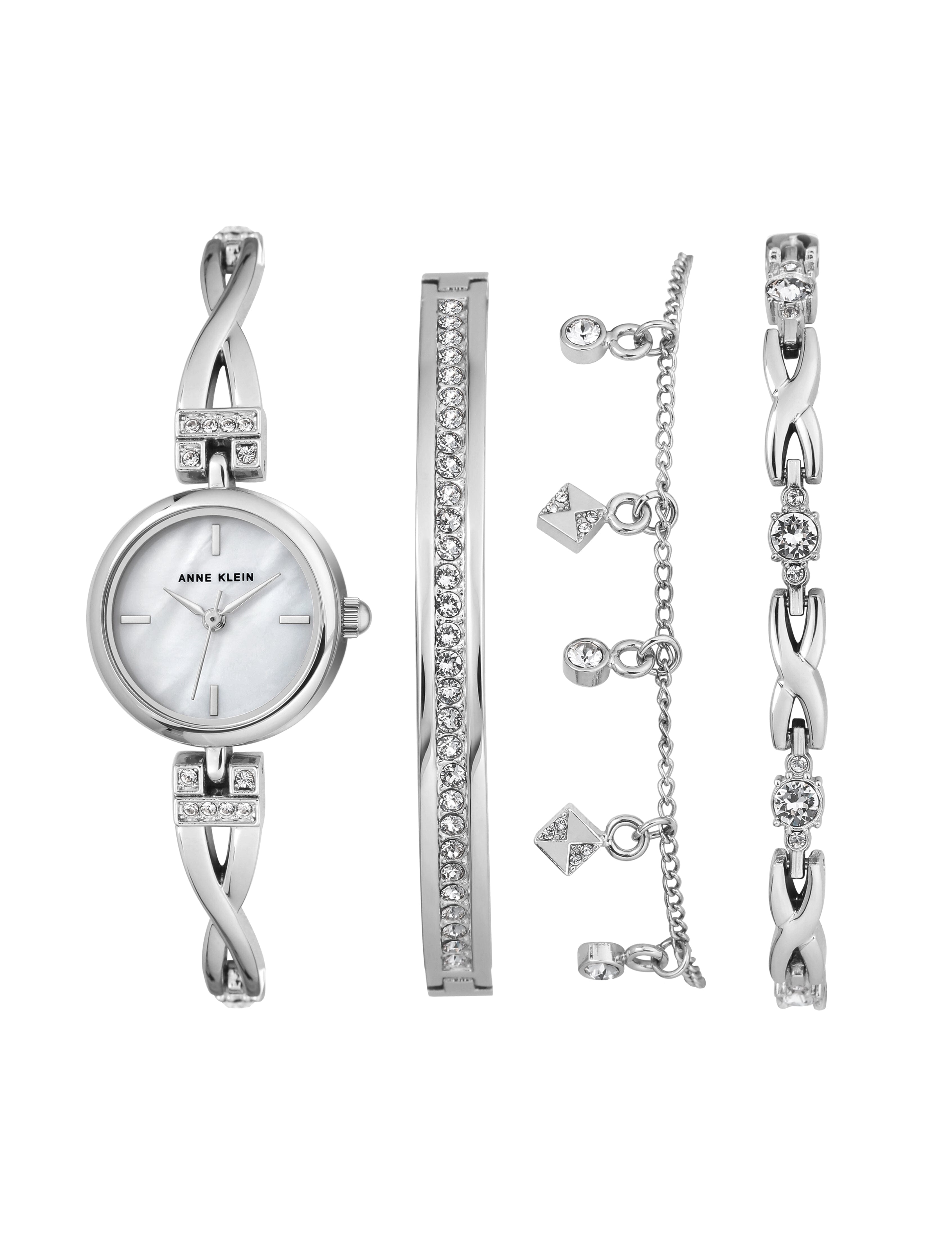 Crystal Accented Watch and Bracelet Set