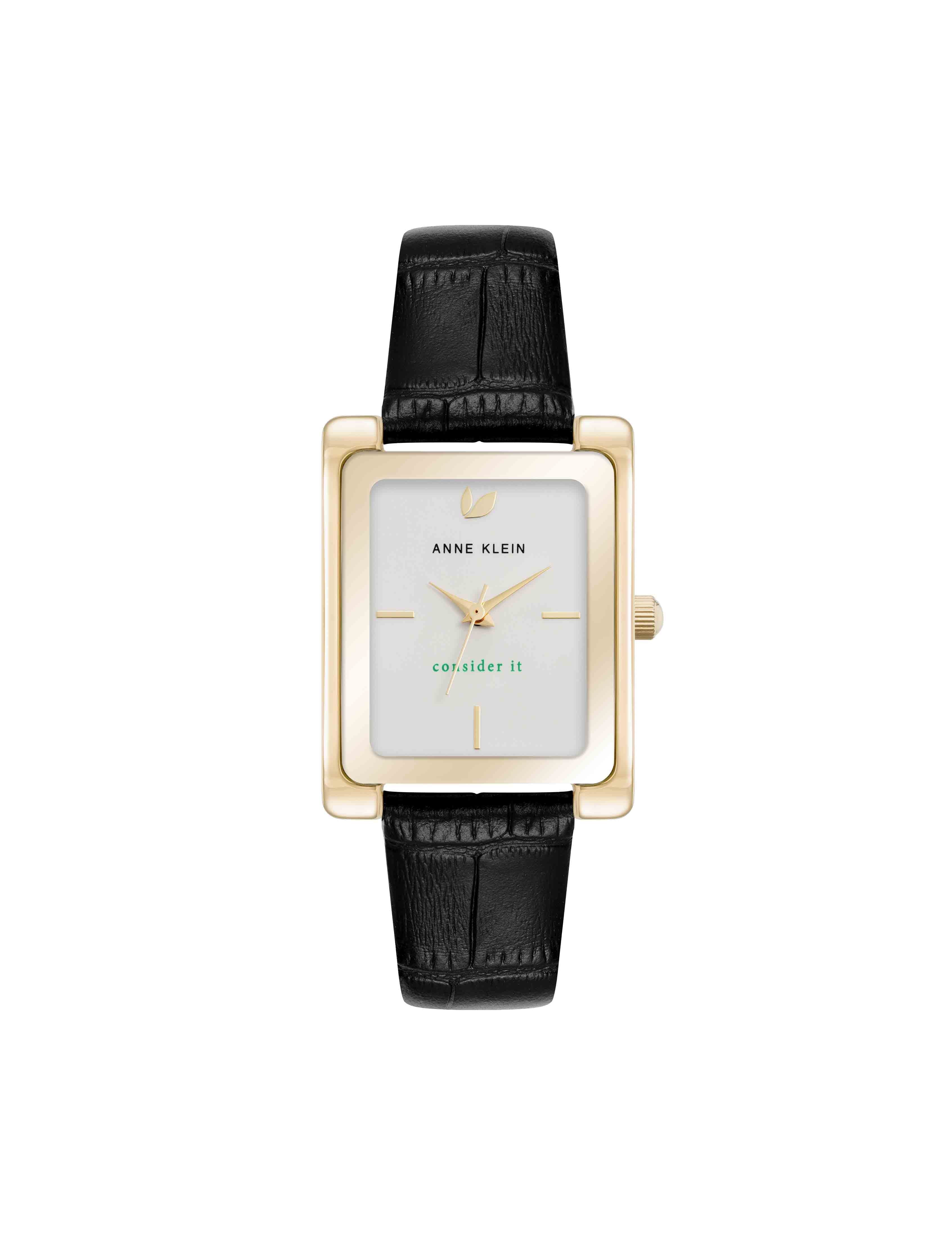 Consider It Rectangular Leather Band Watch
