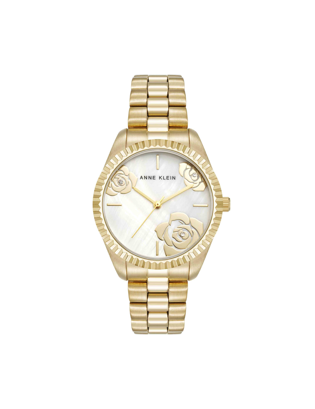 Stainless Steel Floral Dial Watch