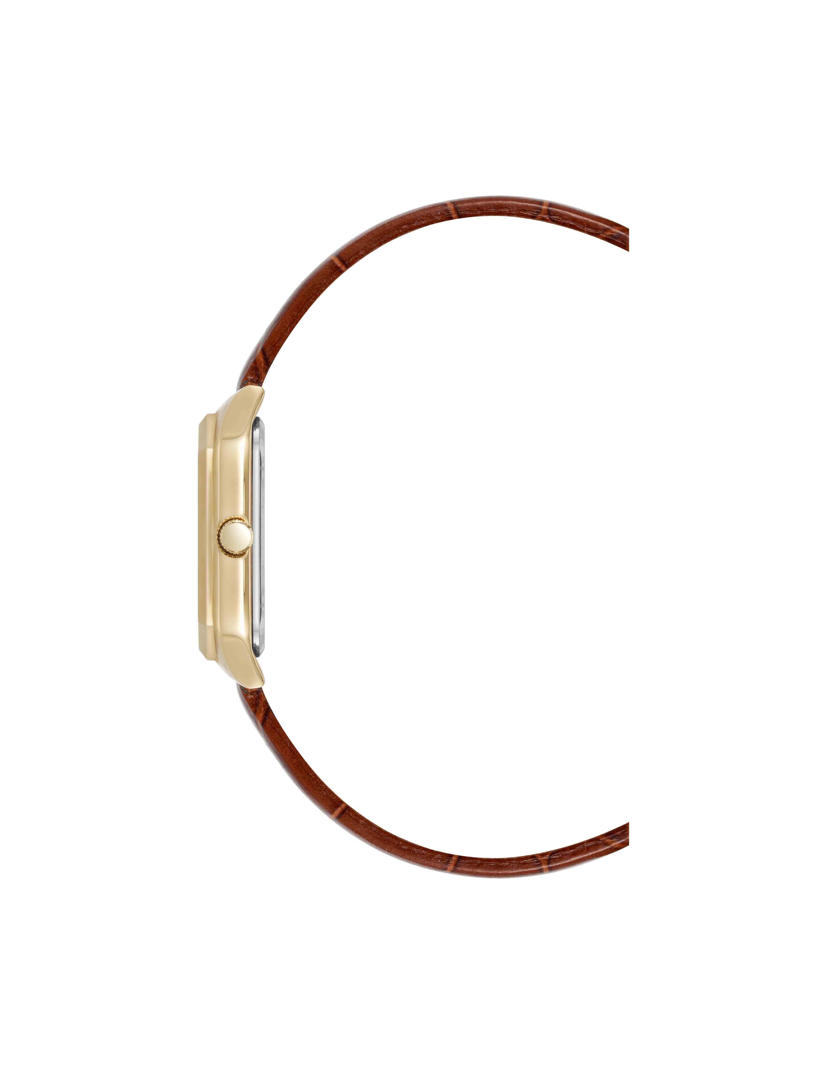 Octagonal Shaped Leather Strap Watch
