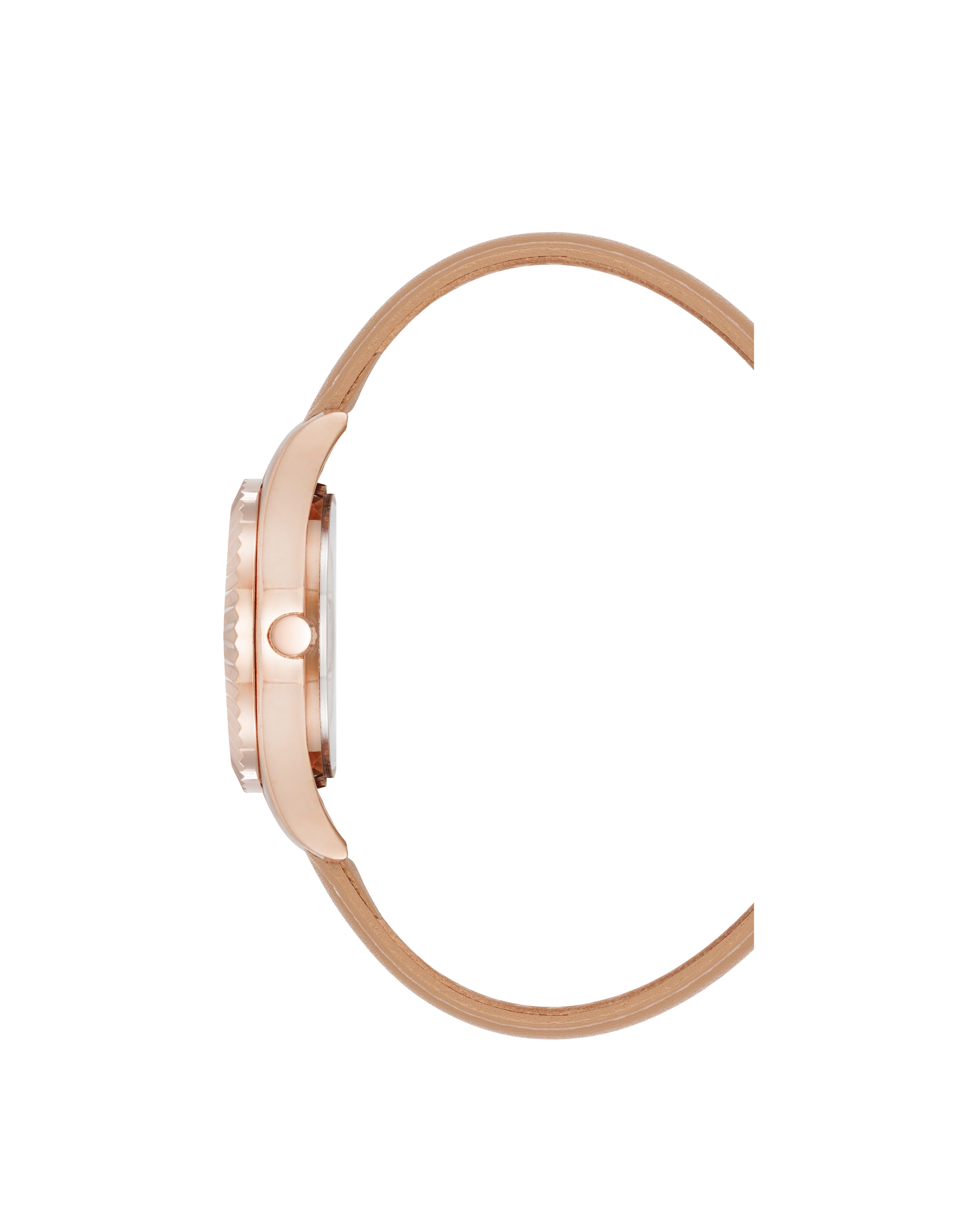 Butterfly Dial Leather Strap Watch