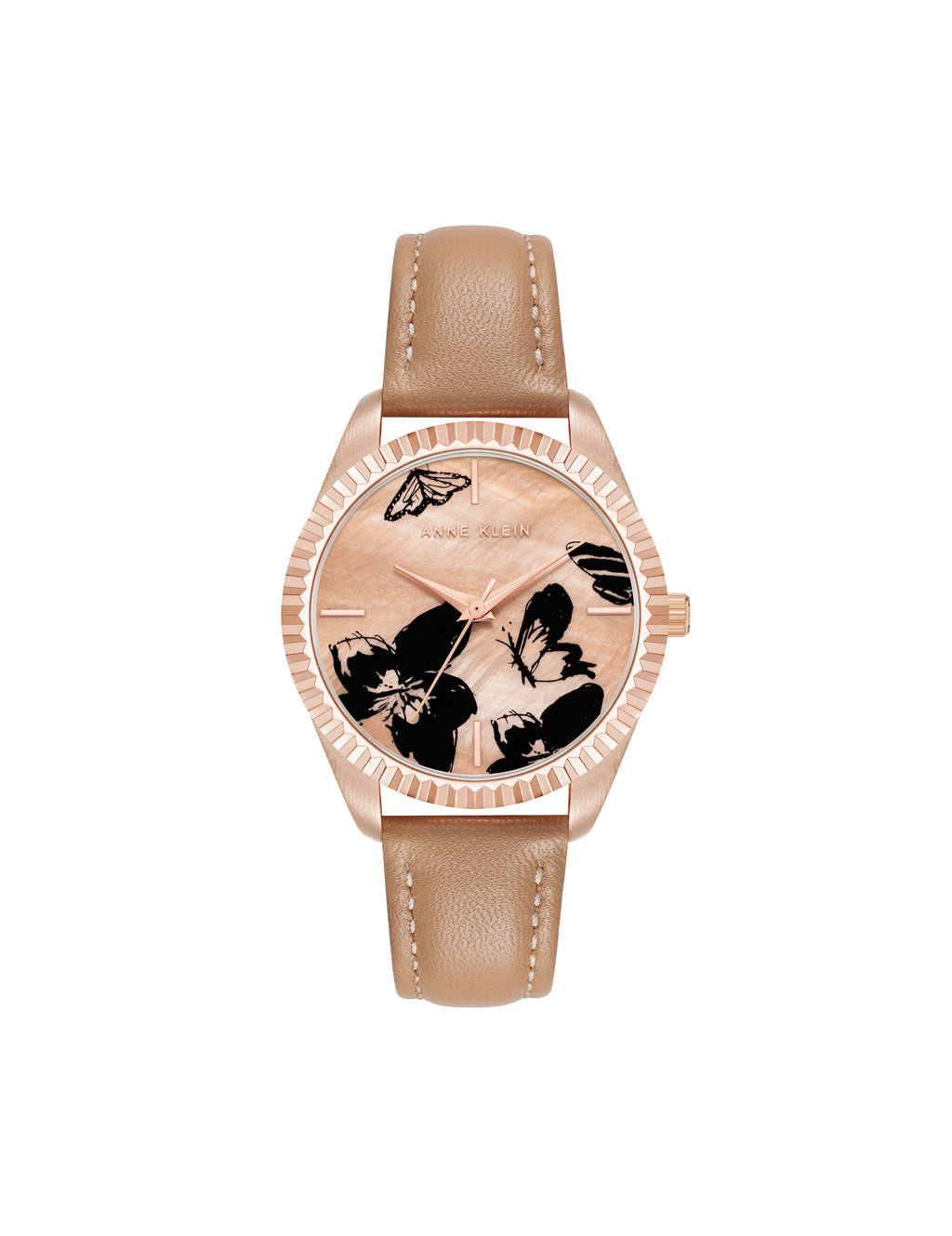 Butterfly Dial Leather Strap Watch