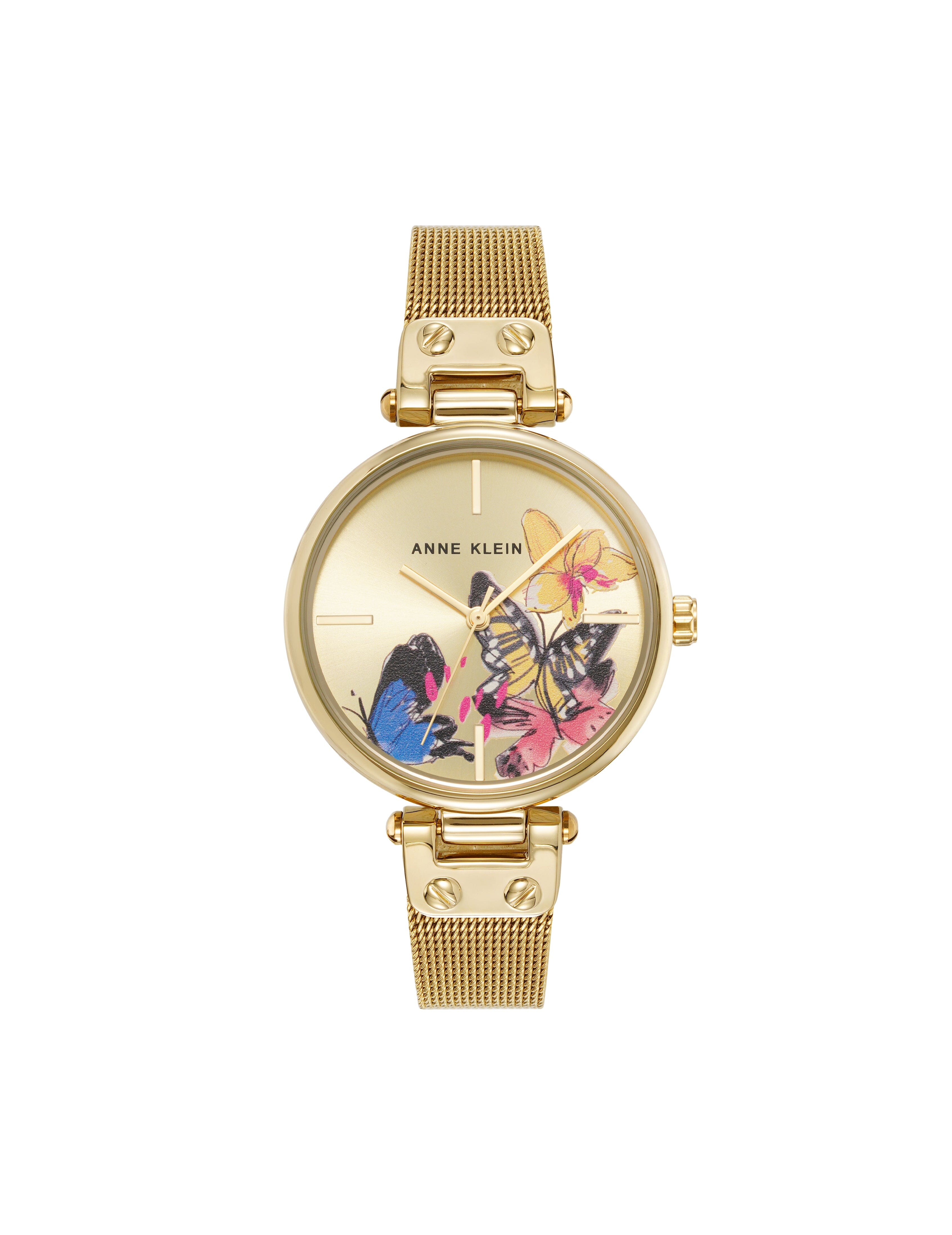 Butterfly Dial Mesh Bracelet Watch