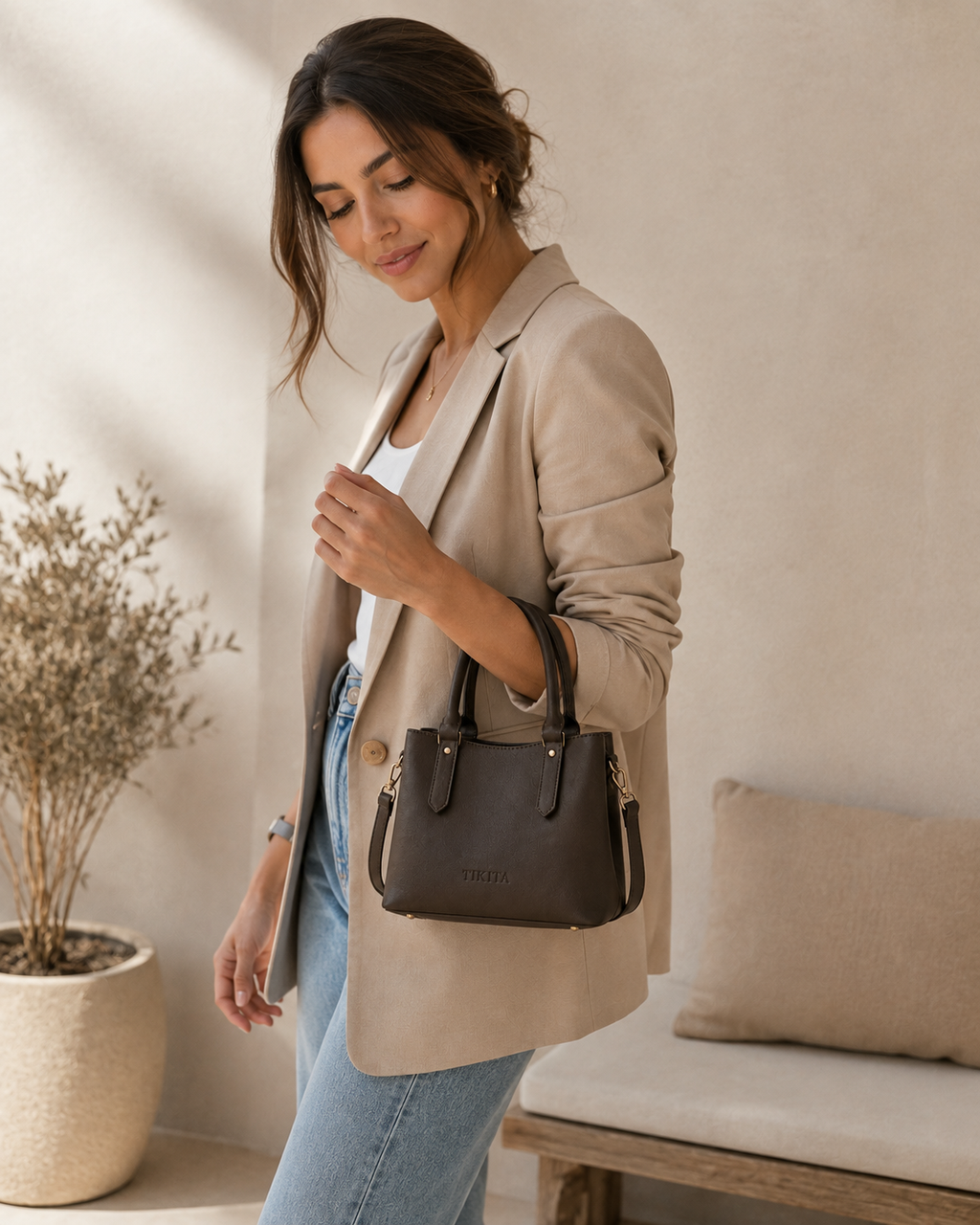Sac à main zippé - Bordeaux