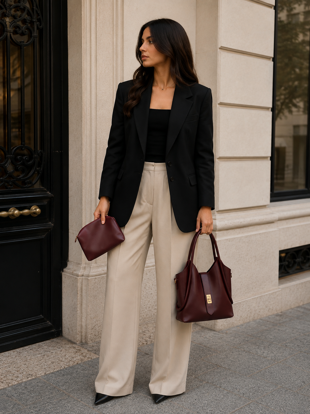 Sac à main élégant 2 en 1 avec pochette assortie