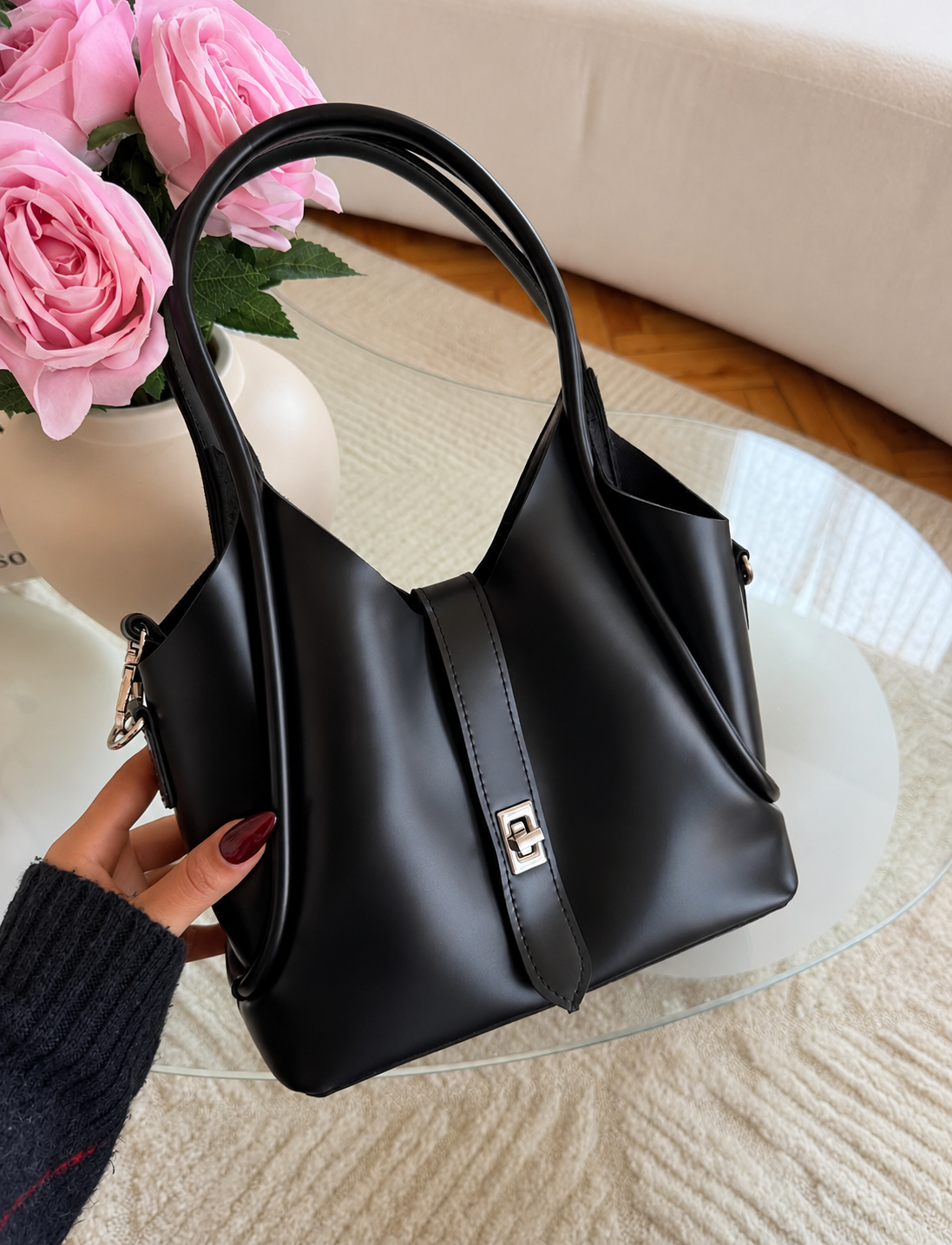 Sac à main élégant 2 en 1 avec pochette assortie