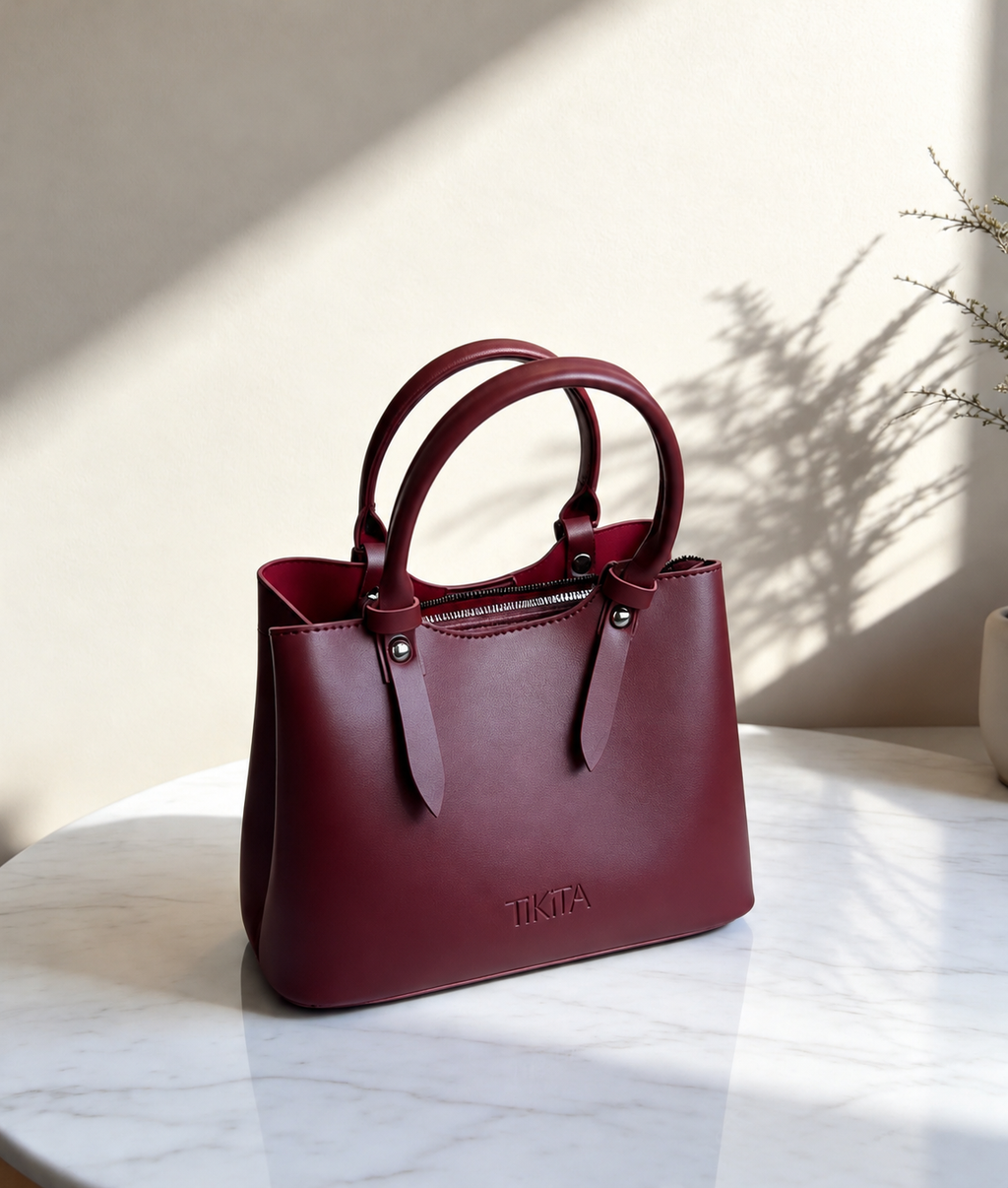 Sac à main zippé - Bordeaux
