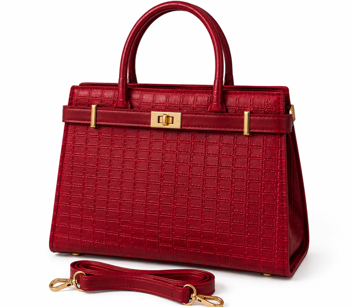 Sac à main effet croco avec bandoulière amovible
