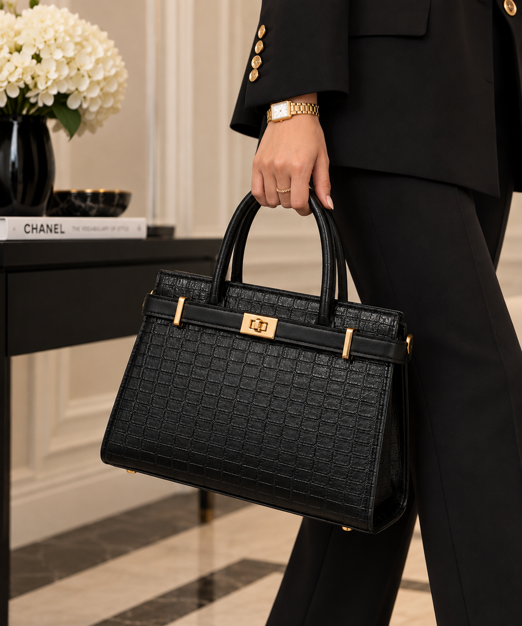 Sac à main effet croco avec bandoulière amovible