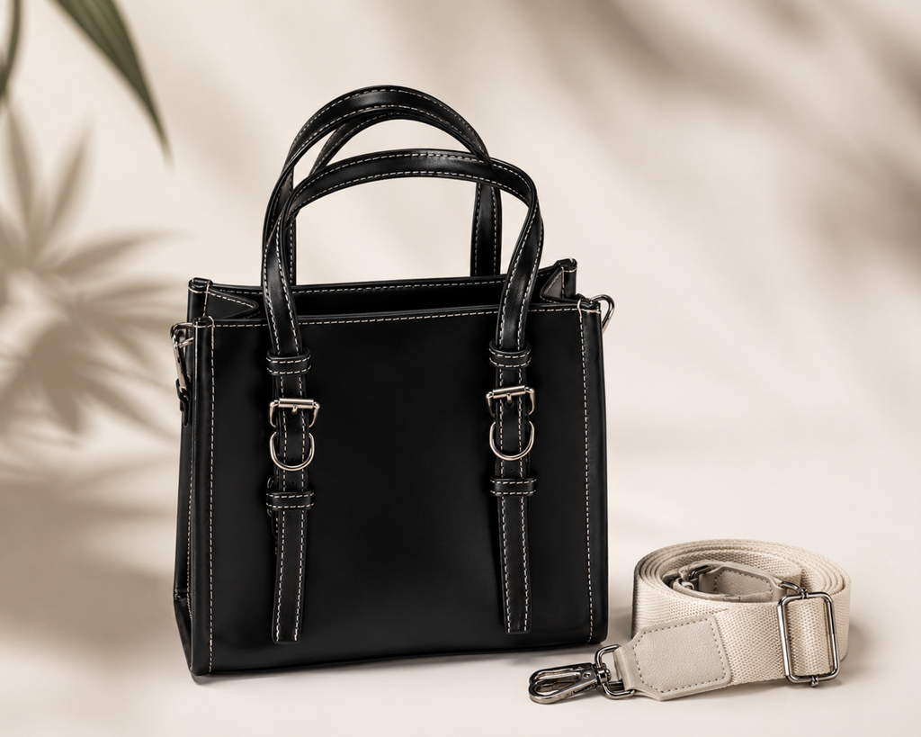 Sac à main élégant avec boucles décoratives