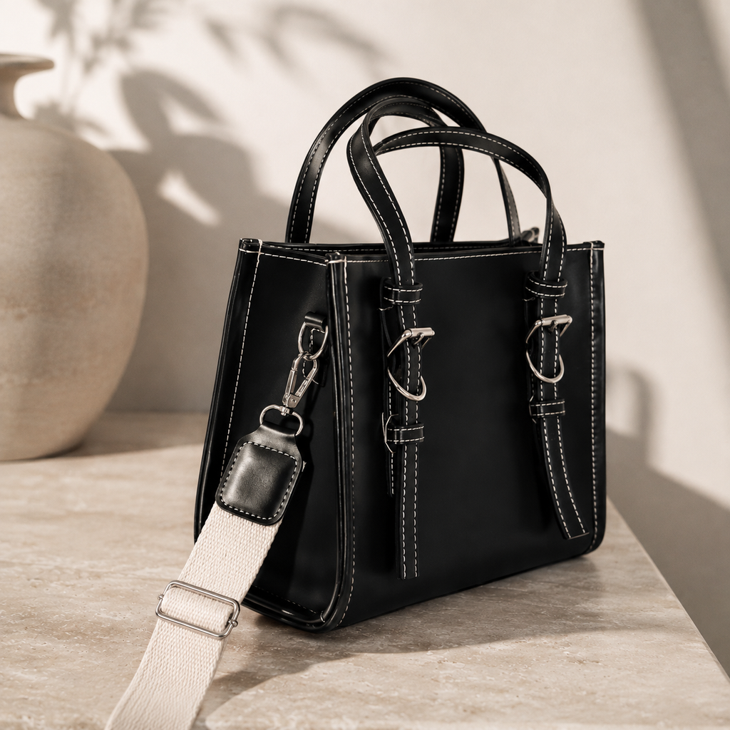Sac à main élégant avec boucles décoratives