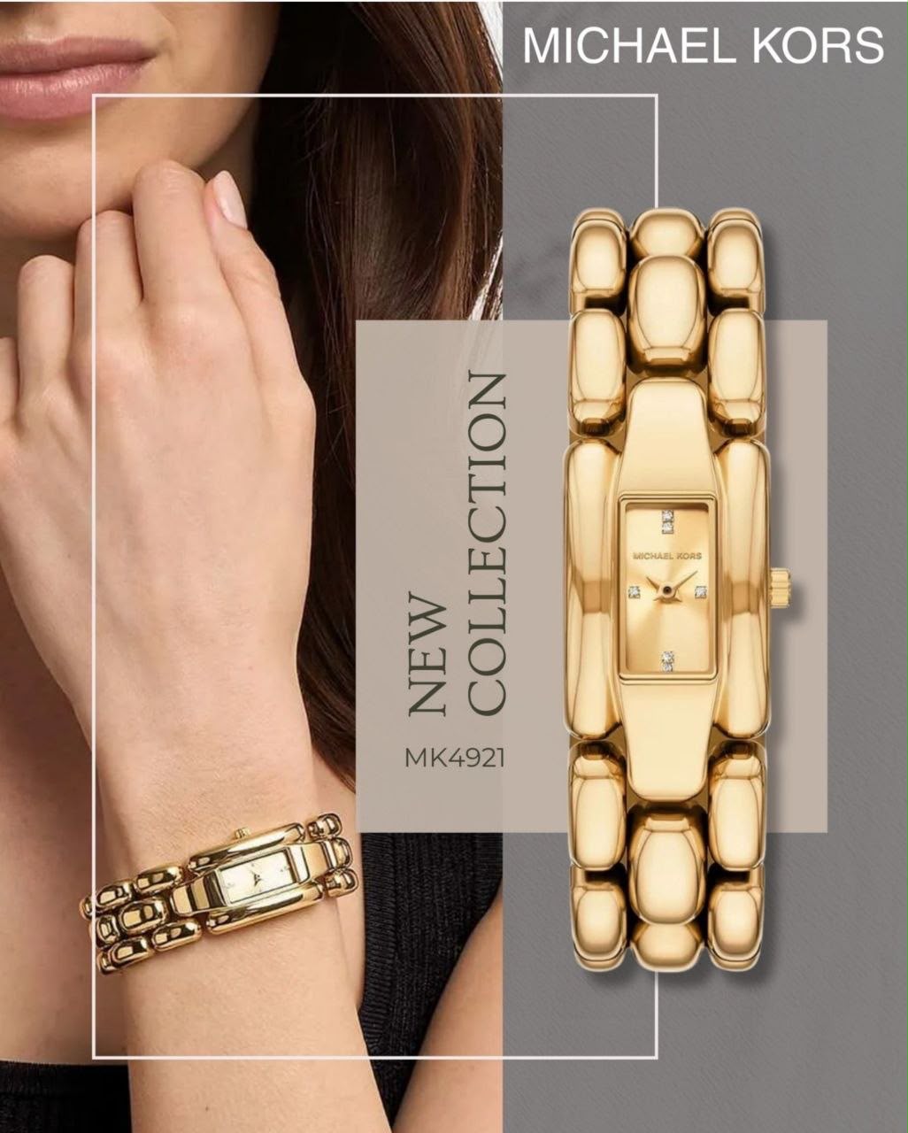 MICHAEL KORS -Montre bracelet chaîne Dorée
