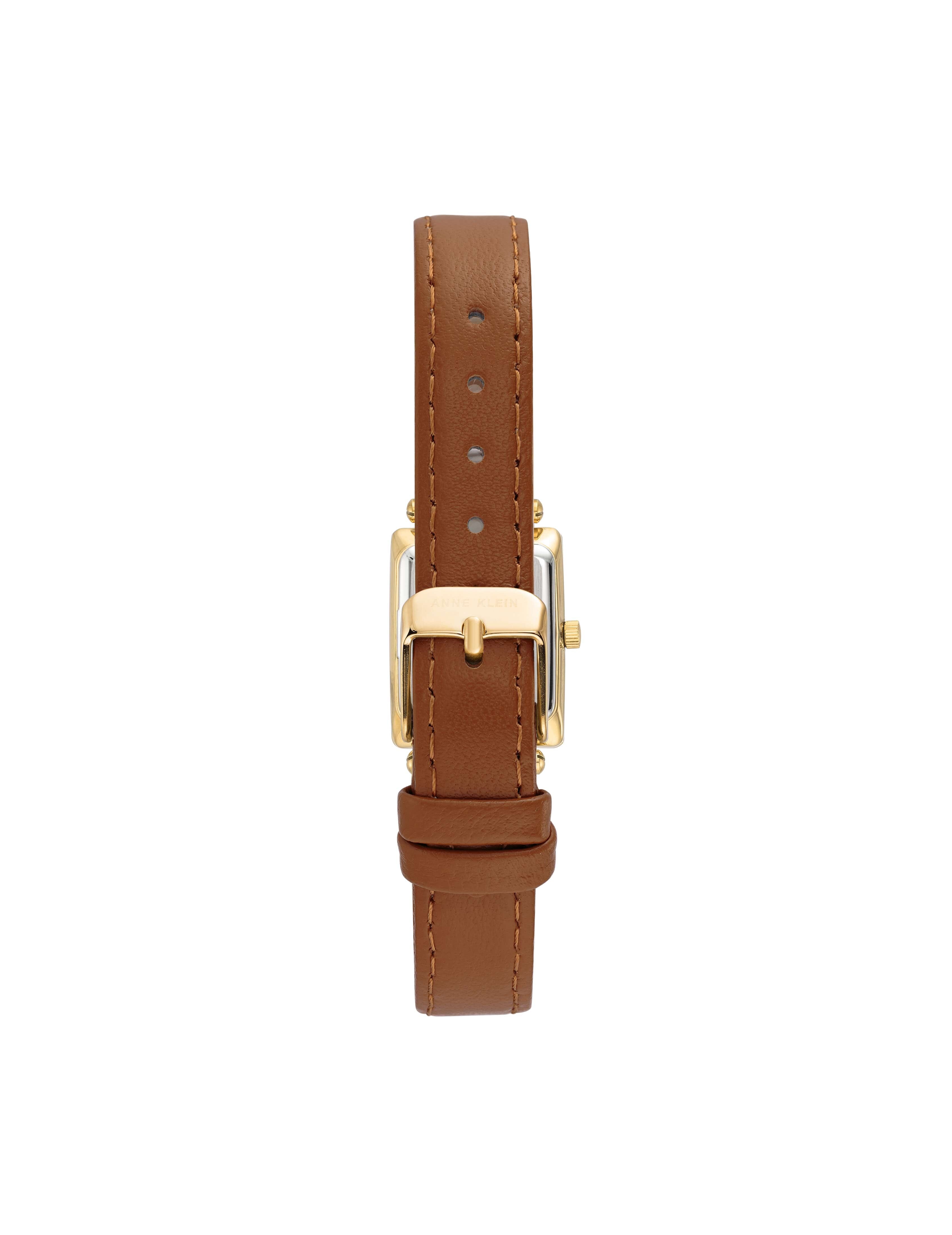 Rectangular Case Leather Strap Watch