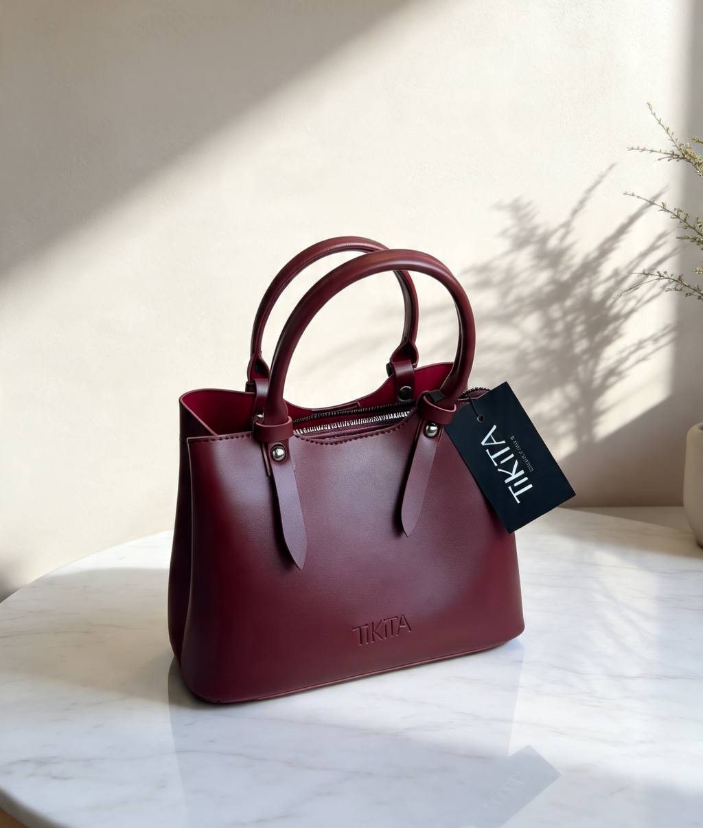 Sac à main zippé - Bordeaux