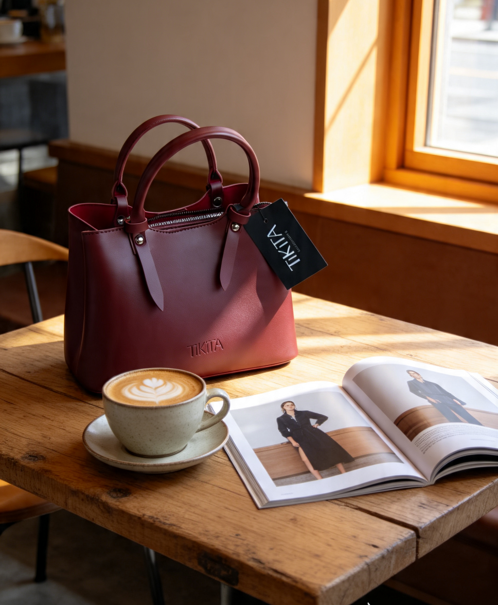 Sac à main zippé - Bordeaux