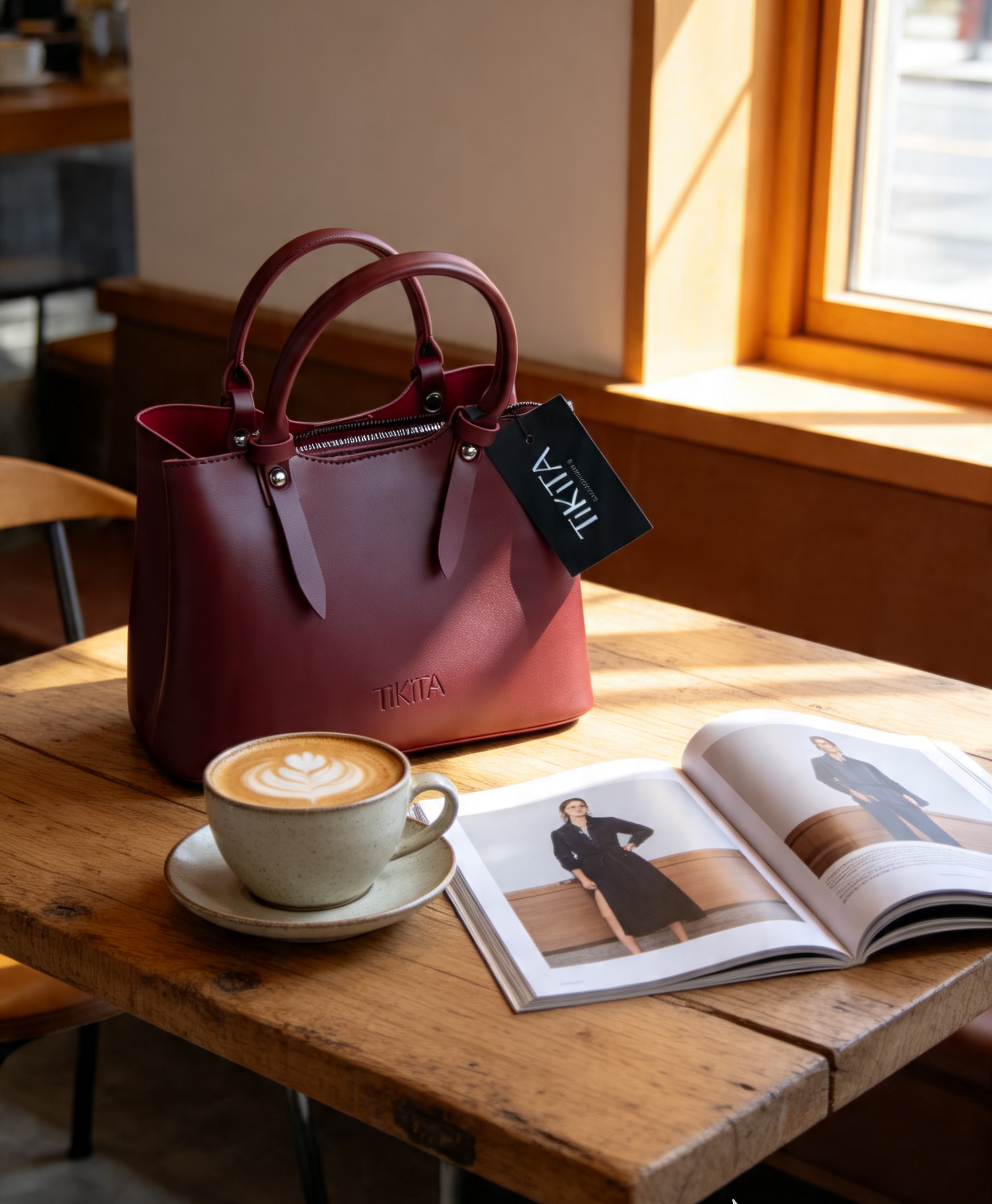 Sac à main zippé - Bordeaux