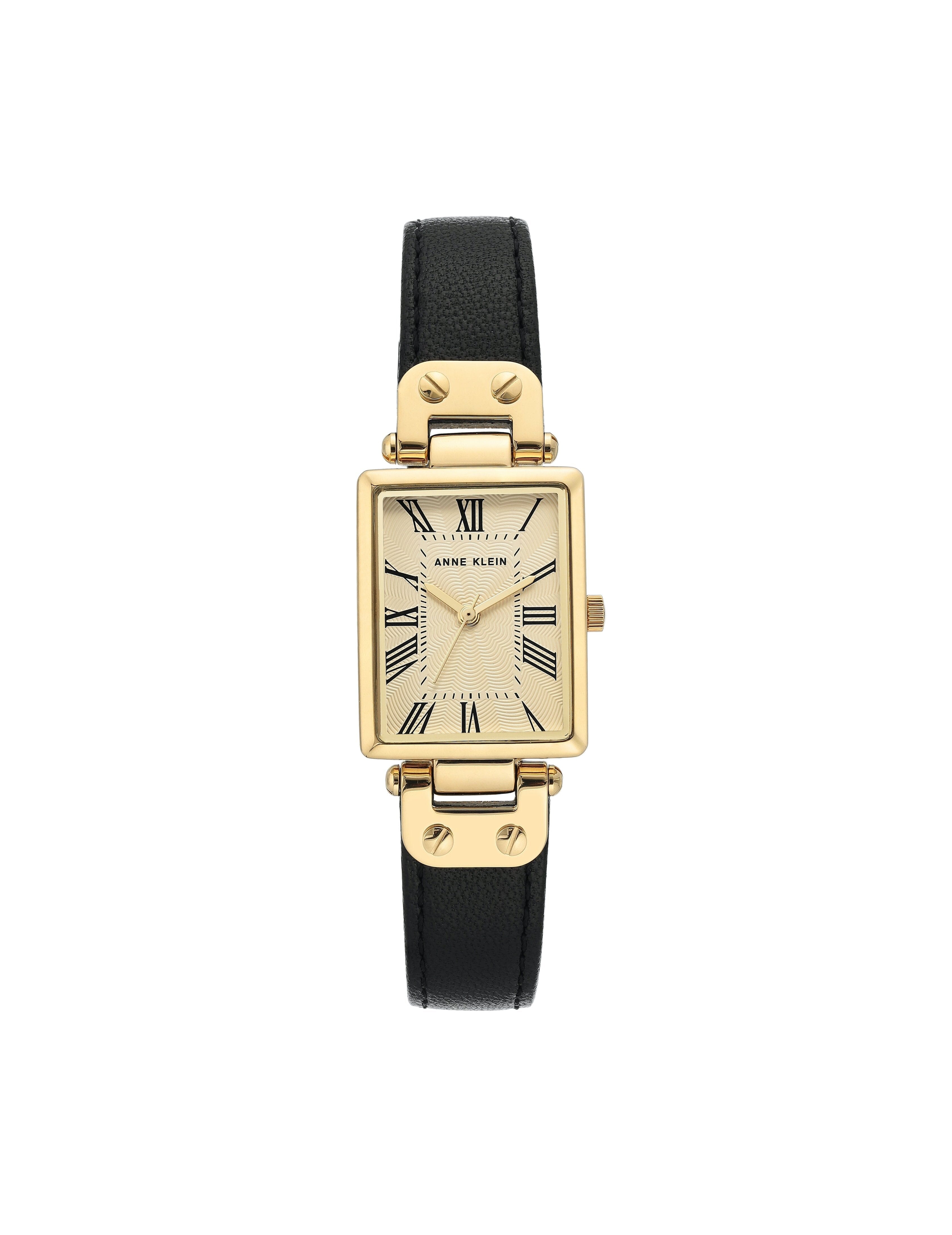 Rectangular Case Leather Strap Watch